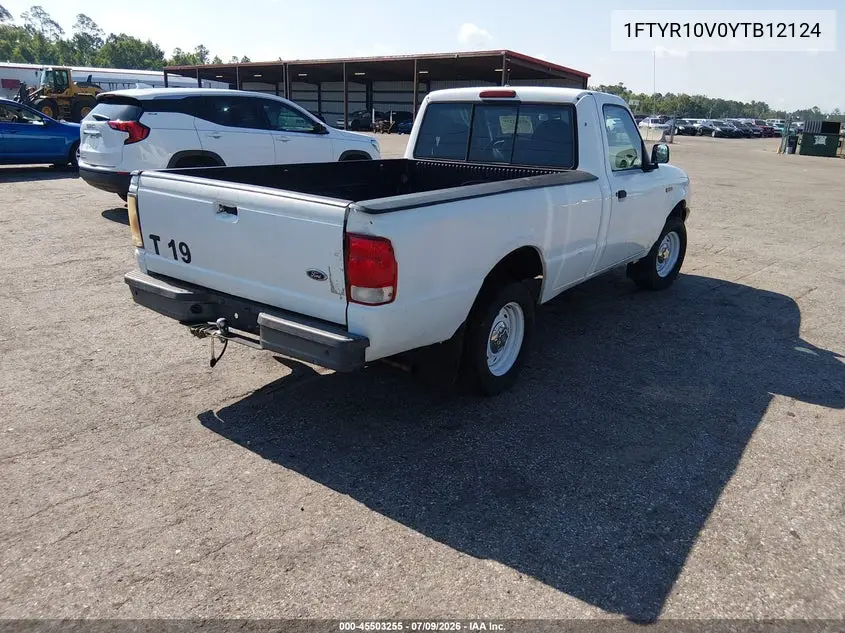 2000 Ford Ranger Xl/Xlt VIN: 1FTYR10V0YTB12124 Lot: 45503255