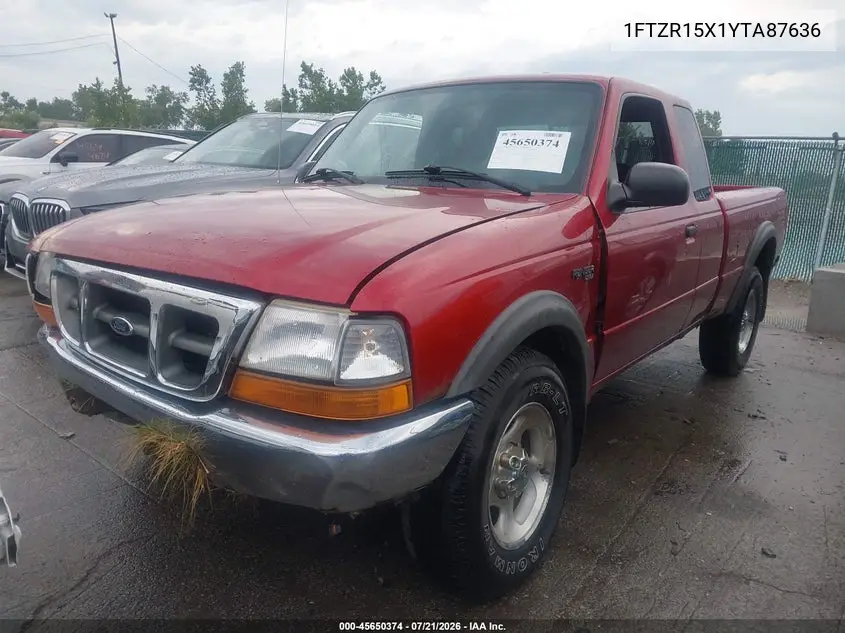 2000 Ford Ranger Xlt VIN: 1FTZR15X1YTA87636 Lot: 45650374