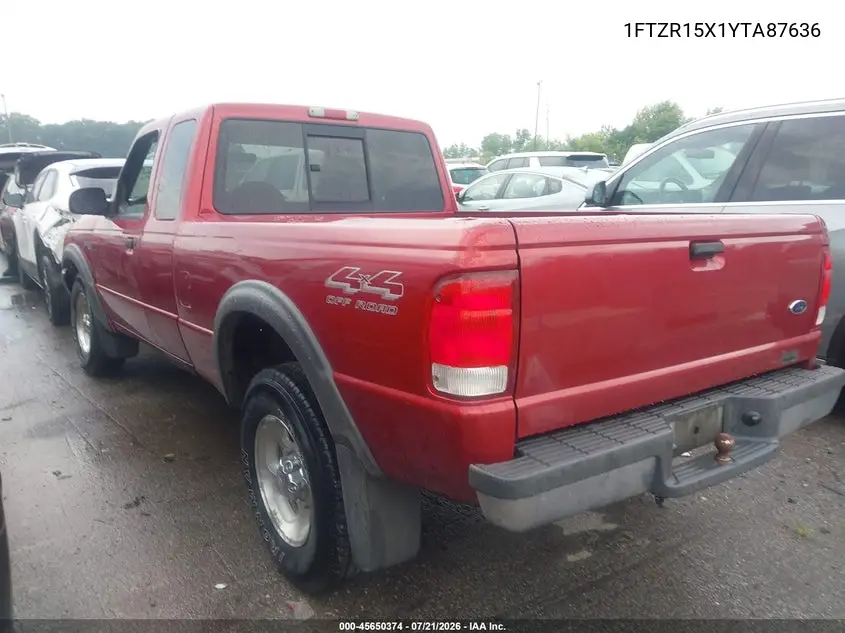 2000 Ford Ranger Xlt VIN: 1FTZR15X1YTA87636 Lot: 45650374