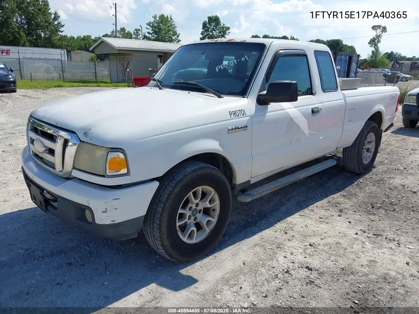 2007 Ford Ranger Fx4 Off-Road/Sport/Xl/Xlt VIN: 1FTYR15E17PA40365 Lot: 45594455