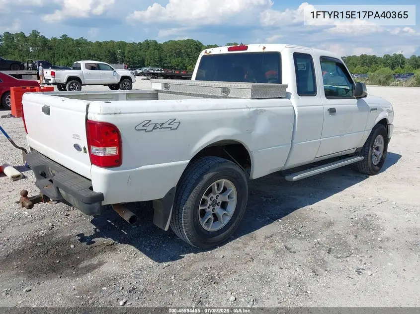 2007 Ford Ranger Fx4 Off-Road/Sport/Xl/Xlt VIN: 1FTYR15E17PA40365 Lot: 45594455