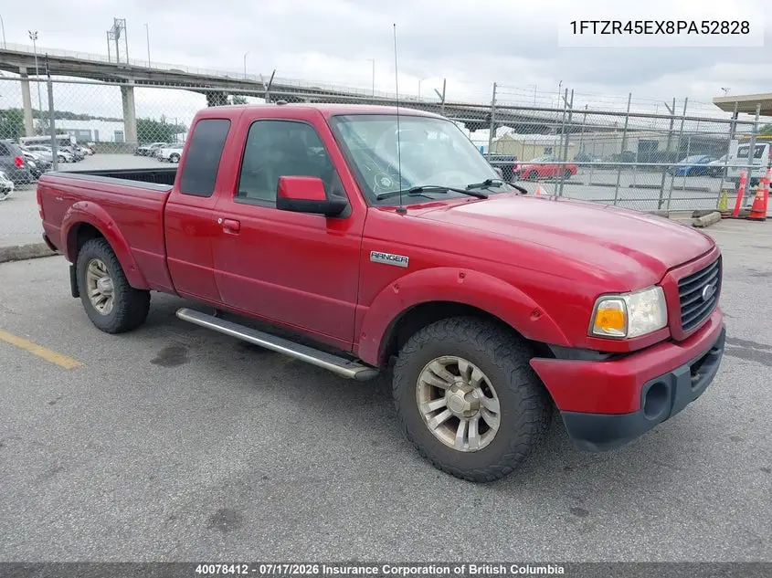 2008 Ford Ranger Super Cab VIN: 1FTZR45EX8PA52828 Lot: 40078412
