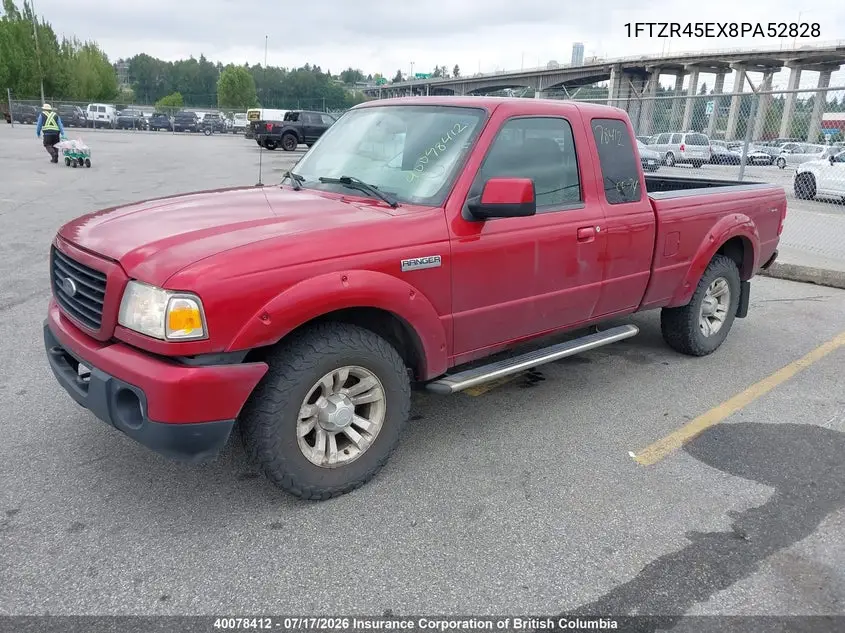 2008 Ford Ranger Super Cab VIN: 1FTZR45EX8PA52828 Lot: 40078412