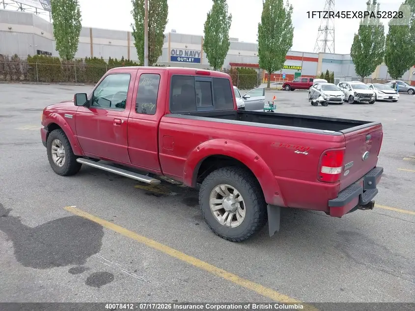 2008 Ford Ranger Super Cab VIN: 1FTZR45EX8PA52828 Lot: 40078412