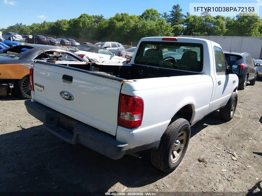 2008 Ford Ranger Xl/Xlt VIN: 1FTYR10D38PA72153 Lot: 45213569