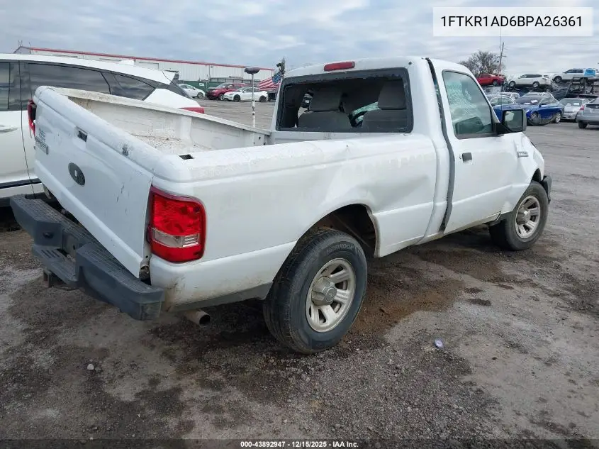 1FTKR1AD6BPA26361 2011 Ford Ranger Xl