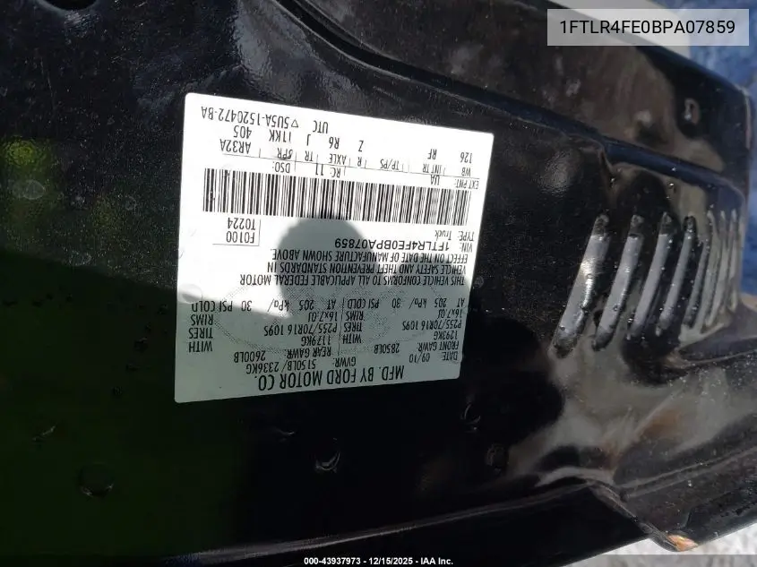 1FTLR4FE0BPA07859 2011 Ford Ranger Sport