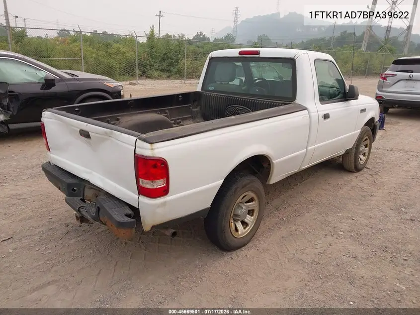 2011 Ford Ranger Xl VIN: 1FTKR1AD7BPA39622 Lot: 45669501