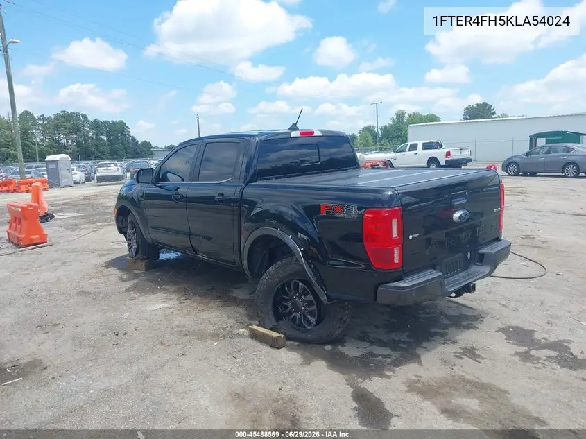 2019 Ford Ranger Lariat VIN: 1FTER4FH5KLA54024 Lot: 45488569