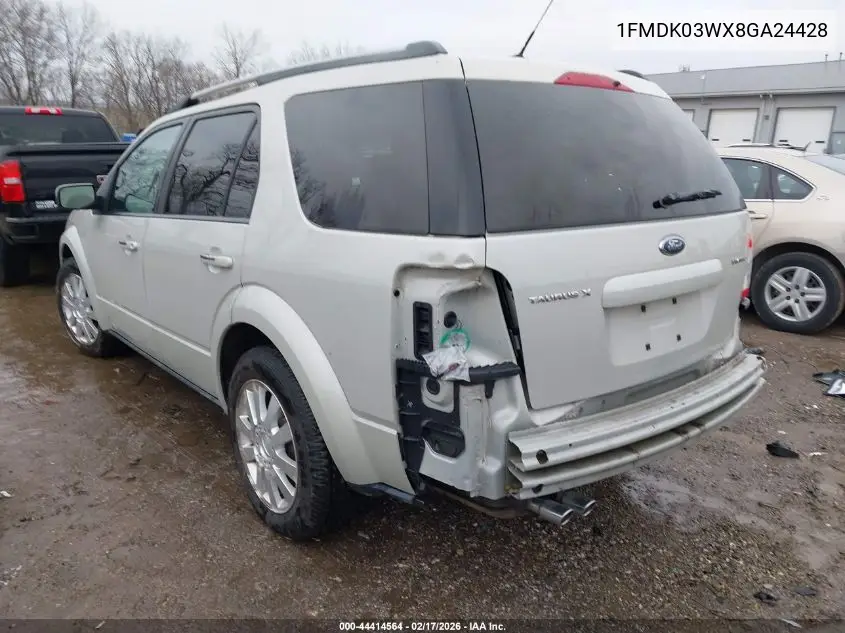 2008 Ford Taurus X Limited VIN: 1FMDK03WX8GA24428 Lot: 44414564