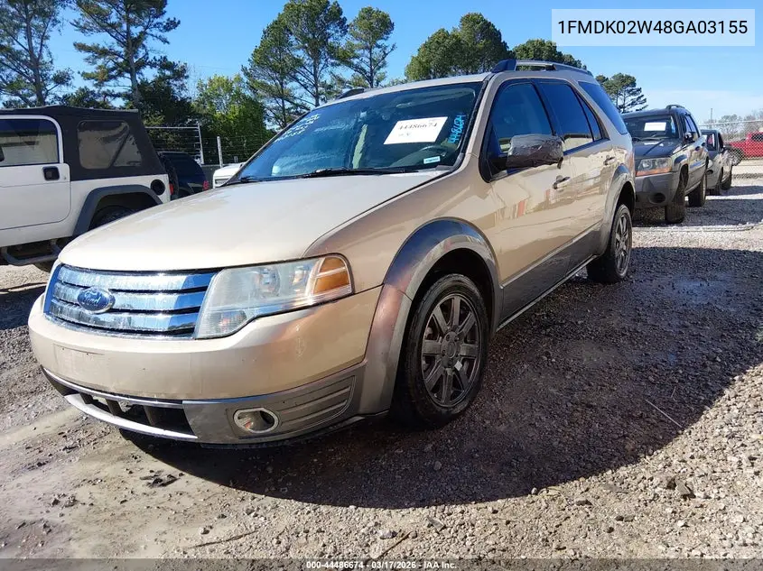 2008 Ford Taurus X Sel VIN: 1FMDK02W48GA03155 Lot: 44486674