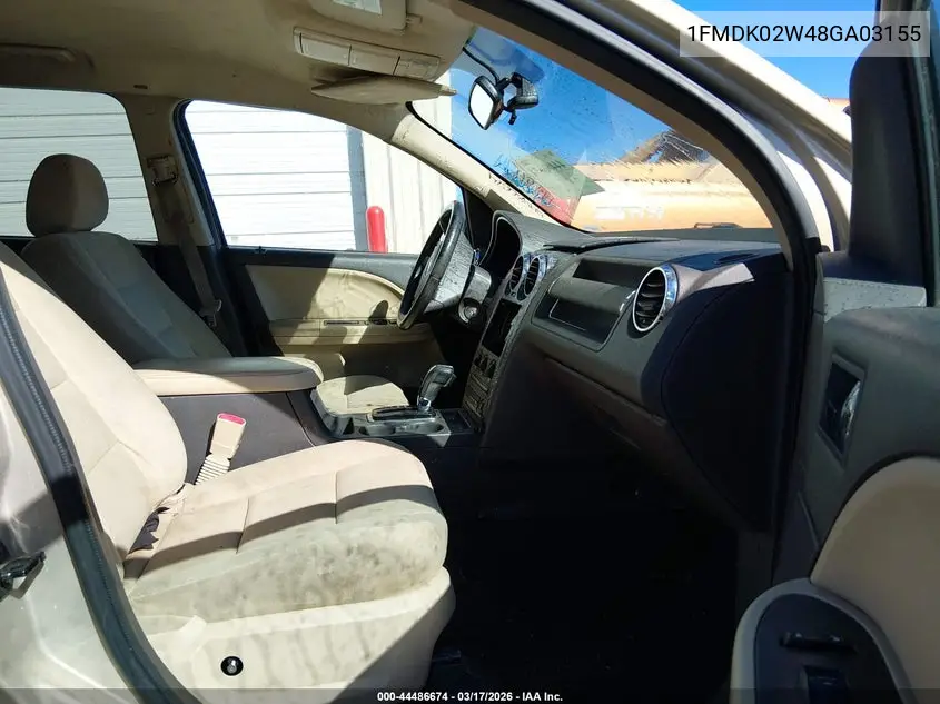 2008 Ford Taurus X Sel VIN: 1FMDK02W48GA03155 Lot: 44486674