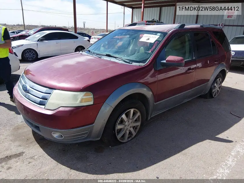 2008 Ford Taurus X Sel VIN: 1FMDK02W58GA44412 Lot: 44546223