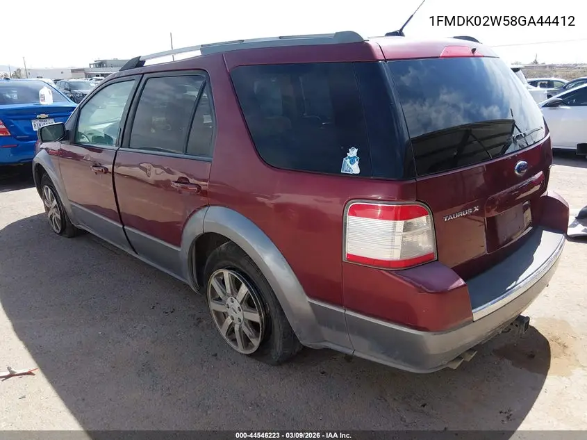 2008 Ford Taurus X Sel VIN: 1FMDK02W58GA44412 Lot: 44546223