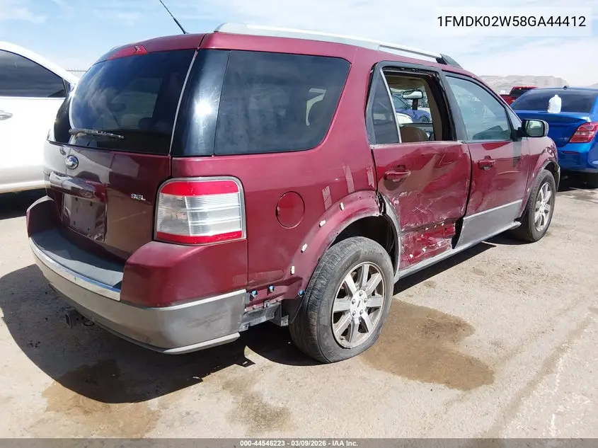2008 Ford Taurus X Sel VIN: 1FMDK02W58GA44412 Lot: 44546223