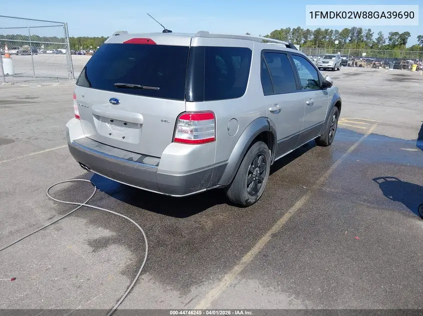 2008 Ford Taurus X Sel VIN: 1FMDK02W88GA39690 Lot: 44746245