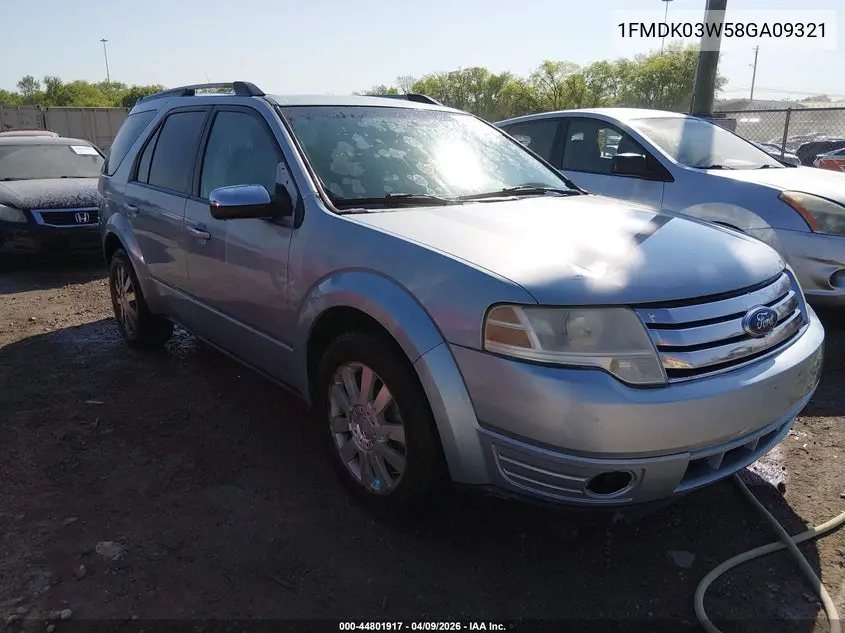 2008 Ford Taurus X Limited VIN: 1FMDK03W58GA09321 Lot: 44801917