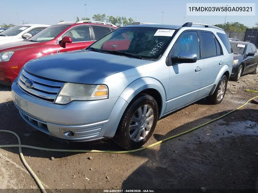 2008 Ford Taurus X Limited VIN: 1FMDK03W58GA09321 Lot: 44801917