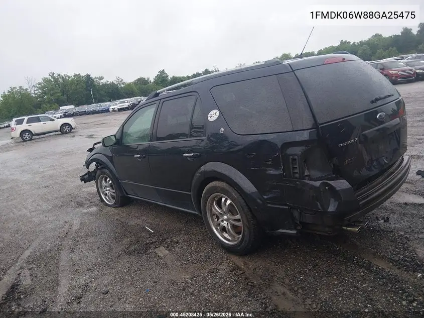 2008 Ford Taurus X Limited VIN: 1FMDK06W88GA25475 Lot: 45208425