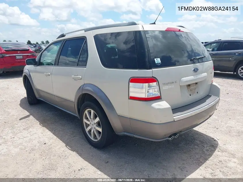 2008 Ford Taurus X Sel VIN: 1FMDK02W88GA24154 Lot: 45357400