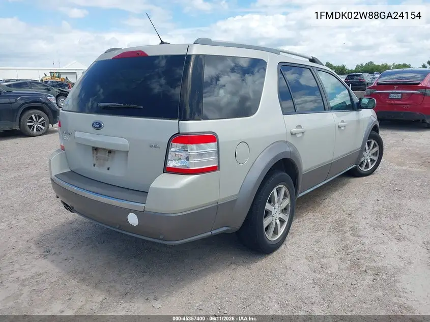 2008 Ford Taurus X Sel VIN: 1FMDK02W88GA24154 Lot: 45357400