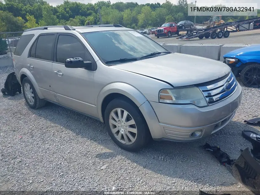 2008 Ford Taurus X Limited VIN: 1FMDK03W78GA32941 Lot: 45549798