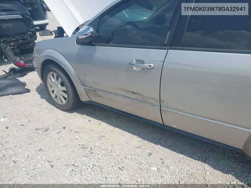 2008 Ford Taurus X Limited VIN: 1FMDK03W78GA32941 Lot: 45549798