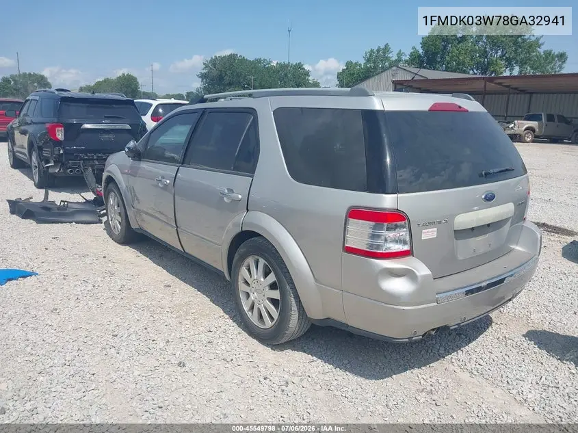 2008 Ford Taurus X Limited VIN: 1FMDK03W78GA32941 Lot: 45549798