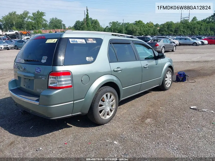 2008 Ford Taurus X Limited VIN: 1FMDK06W88GA12824 Lot: 45577616