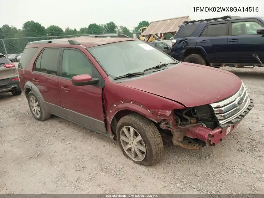 2008 Ford Taurus X Sel VIN: 1FMDK02WX8GA14516 Lot: 45618806