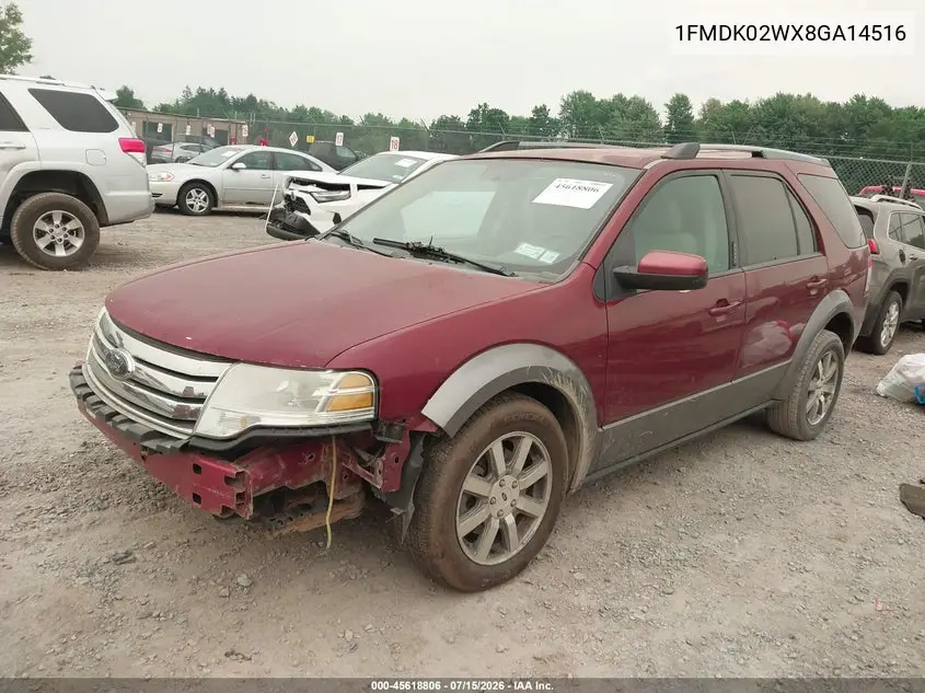 2008 Ford Taurus X Sel VIN: 1FMDK02WX8GA14516 Lot: 45618806