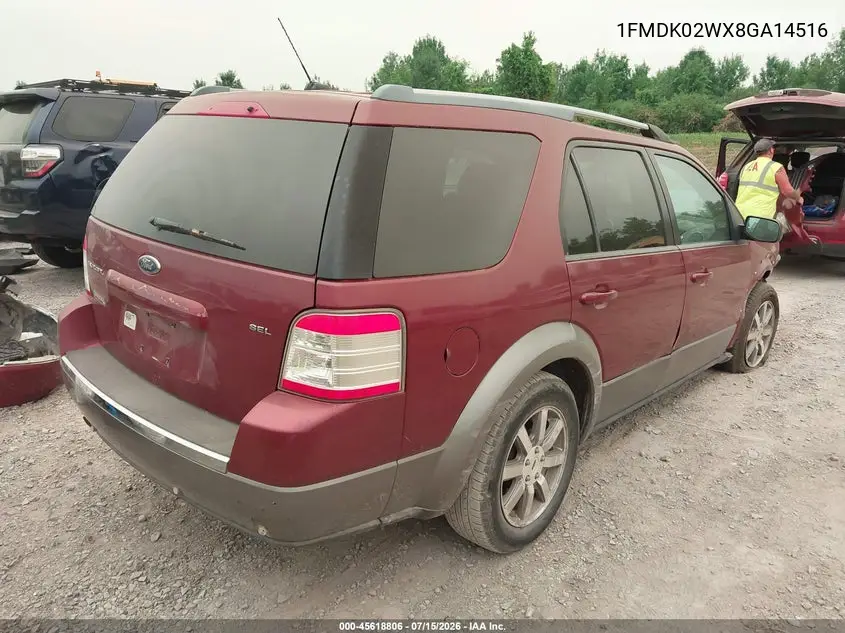 2008 Ford Taurus X Sel VIN: 1FMDK02WX8GA14516 Lot: 45618806