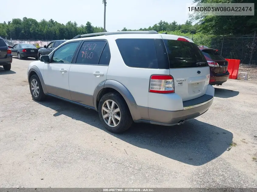 2008 Ford Taurus X Sel VIN: 1FMDK05W08GA22474 Lot: 45677960