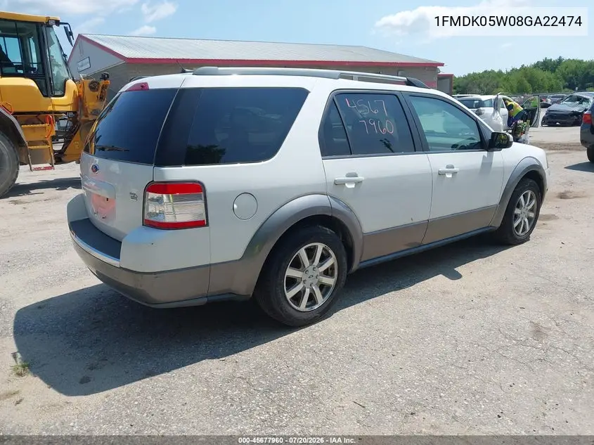 2008 Ford Taurus X Sel VIN: 1FMDK05W08GA22474 Lot: 45677960