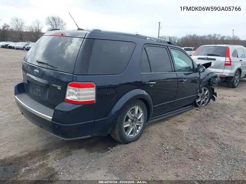 2009 Ford Taurus X Limited VIN: 1FMDK06W59GA05766 Lot: 44703134