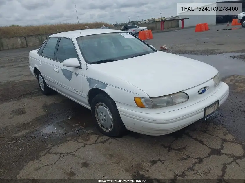 1994 Ford Taurus Gl VIN: 1FALP5240RG278400 Lot: 45251031