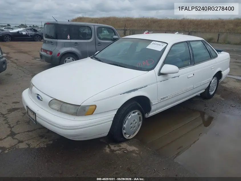 1994 Ford Taurus Gl VIN: 1FALP5240RG278400 Lot: 45251031