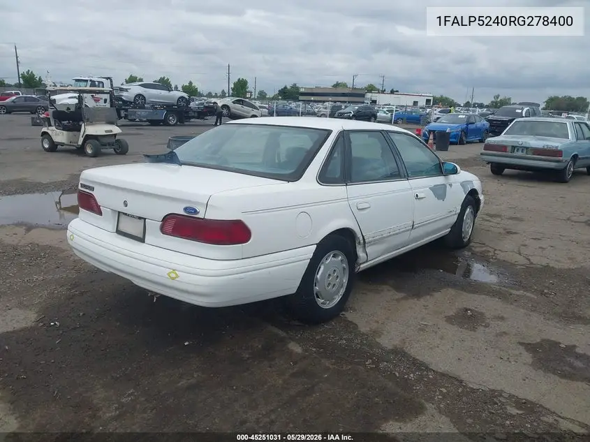 1994 Ford Taurus Gl VIN: 1FALP5240RG278400 Lot: 45251031
