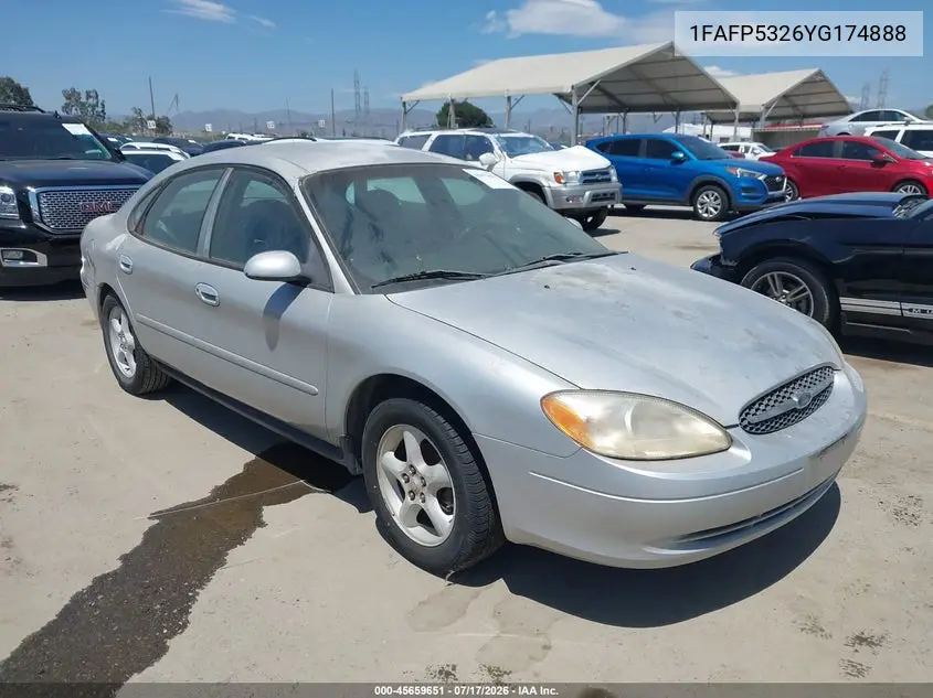2000 Ford Taurus Se VIN: 1FAFP5326YG174888 Lot: 45659651