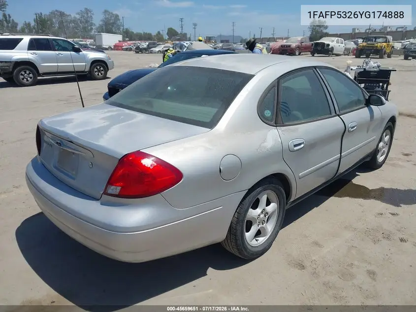 2000 Ford Taurus Se VIN: 1FAFP5326YG174888 Lot: 45659651