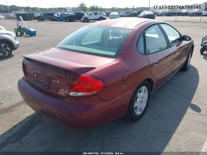2004 Ford Taurus Se VIN: 1FAFP53274A198145 Lot: 45612162