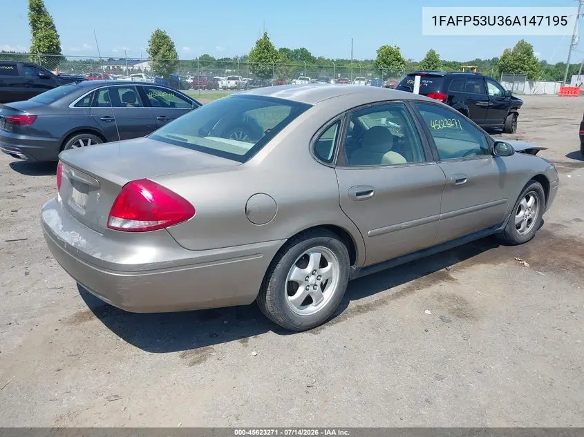2006 Ford Taurus Se VIN: 1FAFP53U36A147195 Lot: 45623271