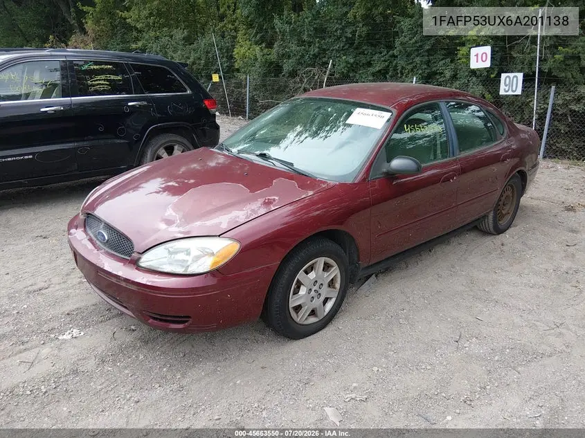 2006 Ford Taurus Se VIN: 1FAFP53UX6A201138 Lot: 45663550