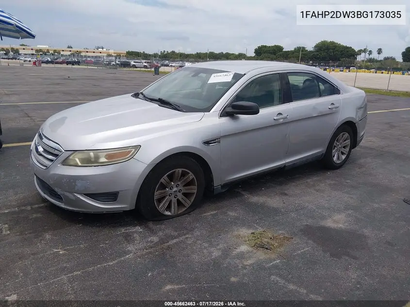 2011 Ford Taurus Se VIN: 1FAHP2DW3BG173035 Lot: 45662463