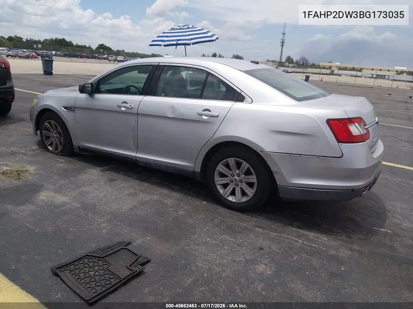 2011 Ford Taurus Se VIN: 1FAHP2DW3BG173035 Lot: 45662463