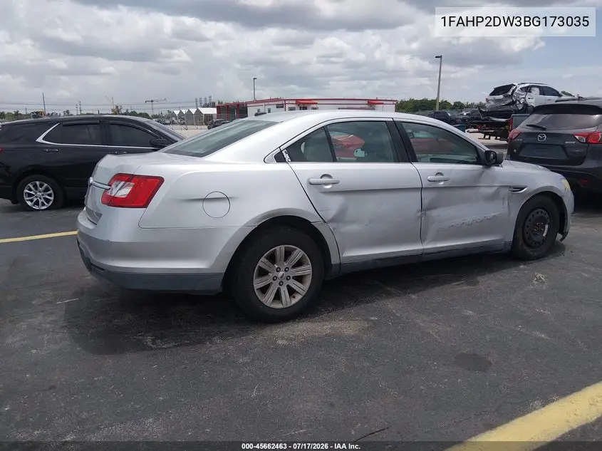 2011 Ford Taurus Se VIN: 1FAHP2DW3BG173035 Lot: 45662463