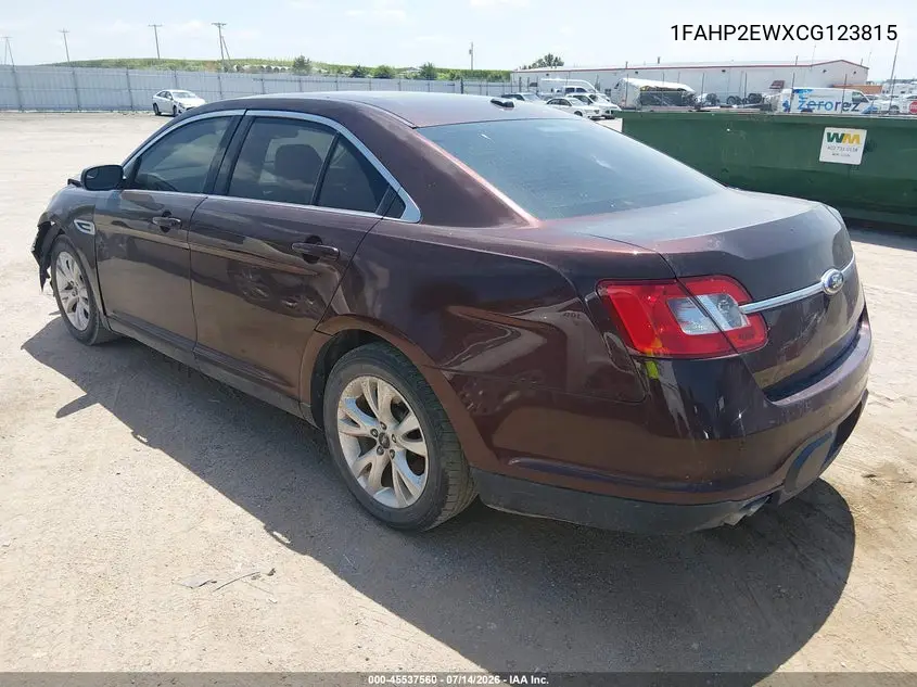 2012 Ford Taurus Sel VIN: 1FAHP2EWXCG123815 Lot: 45537560