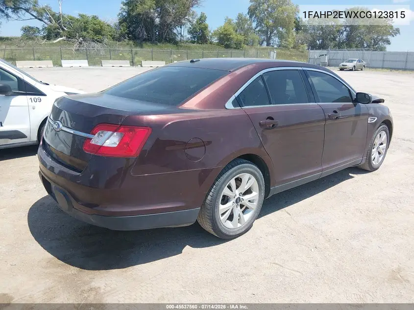 2012 Ford Taurus Sel VIN: 1FAHP2EWXCG123815 Lot: 45537560