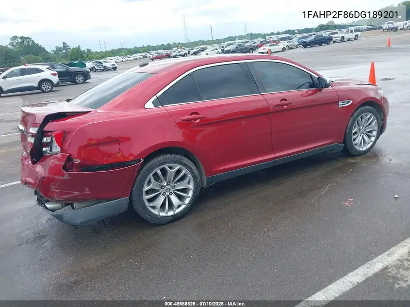 2013 Ford Taurus Limited VIN: 1FAHP2F86DG189201 Lot: 45588526