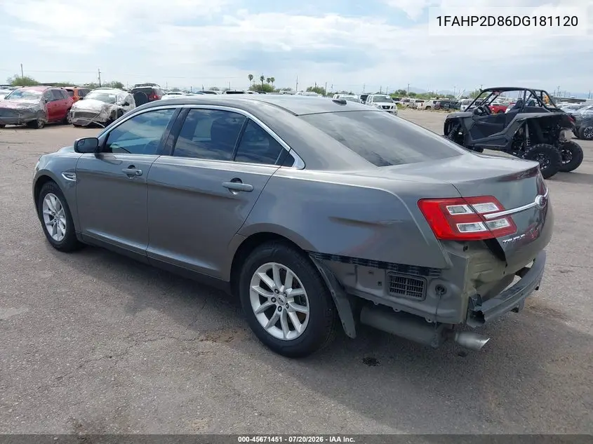 2013 Ford Taurus Se VIN: 1FAHP2D86DG181120 Lot: 45671451